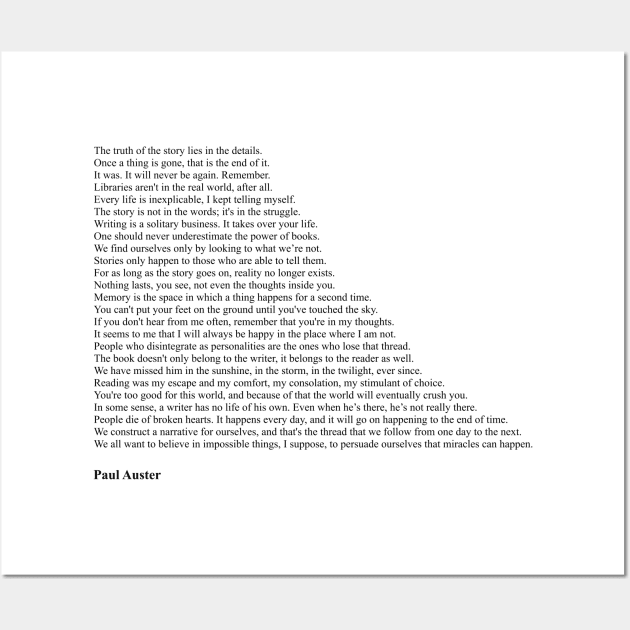 Paul Auster Quotes Wall Art by qqqueiru